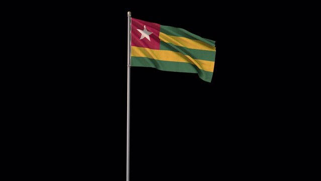 Togo flag, 4k video background is transparent