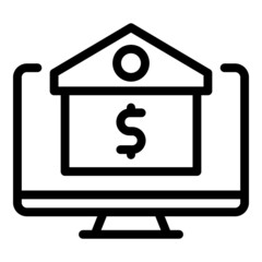 Online bank icon outline vector. Happy earn. Making money