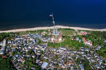 Seebad Heringsdorf, Insel Usedom, Mecklenburg-Vorpommern, Deutschland, Luftaufnahme aus dem Flugzeug 
