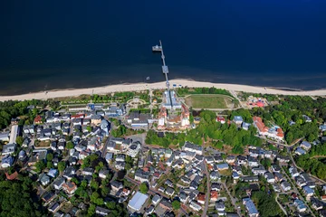 Velours gordijnen Heringsdorf, Duitsland Seebad Heringsdorf, Usedom-eiland, Mecklenburg-Voor-Pommeren, Duitsland, luchtfoto vanuit het vliegtuig