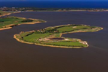 Goermitz, Insel, Achterwasser, Usedom, Mecklenburg-Vorpommern, Deutschland, Luftaufnahme aus dem Flugzeug 