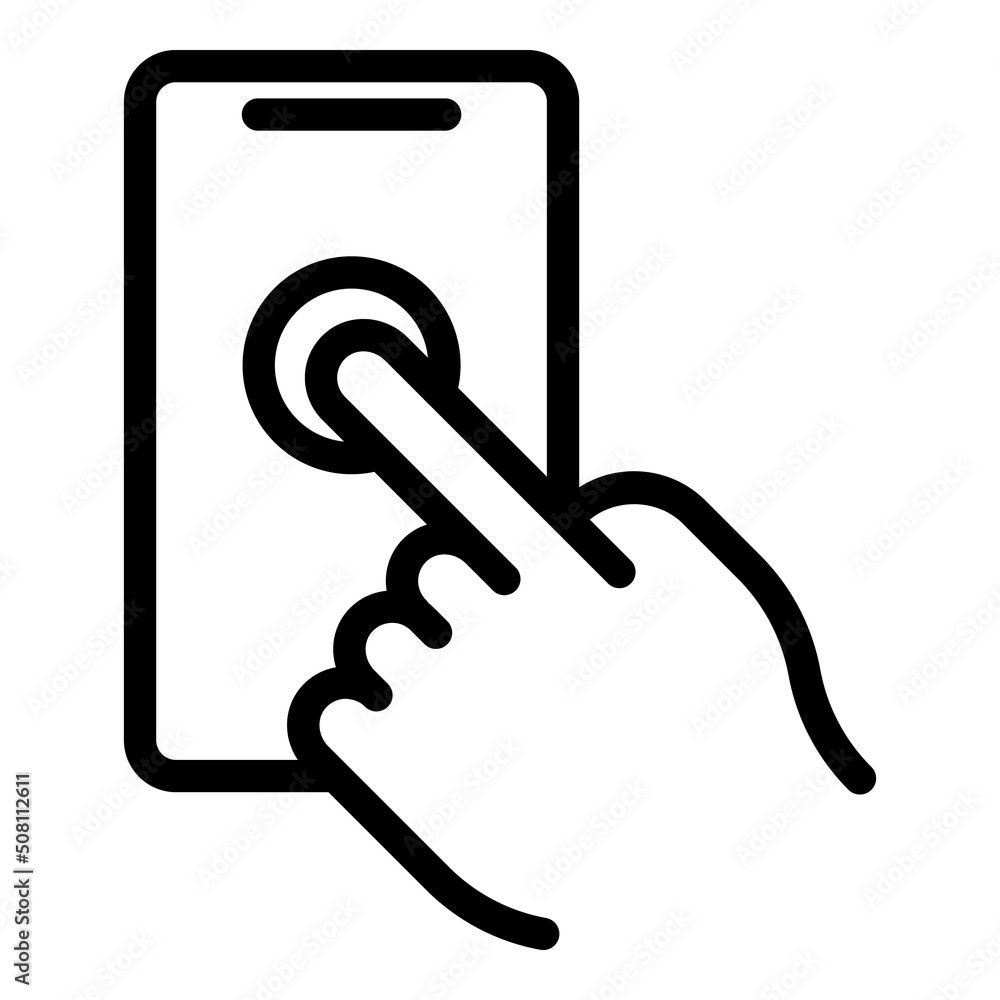 Poster phone touch point icon outline vector. digital screen. smart click