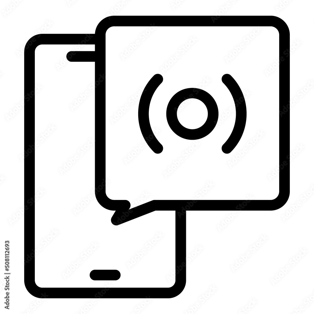 Poster touch message icon outline vector. app hand. mobile device