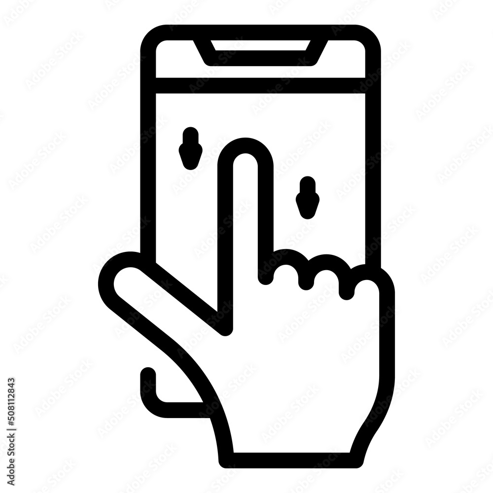 Poster phone slide icon outline vector. app hand. press button