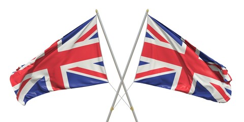 Isolated flags of Britain on white background. 3D rendering