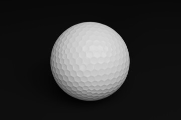 Golf ball isolated on a dark background, 3d rendering
