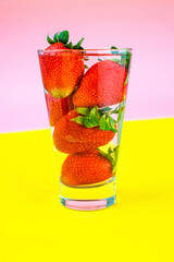 fresh strawberries in a glass