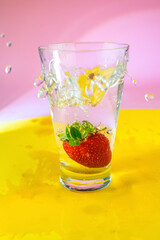 fresh strawberries in a glass