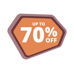 Up to 70 percentage off special offer. Vector colorful sale banner, discount, sticker, sign, icon, label. Hot offer coupon up to 70 percentage off on white background. Vector illustration