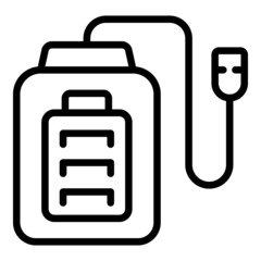 Full electric powerbank icon outline vector. Power charger. Cable energy