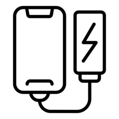 Full charging phone icon outline vector. Power charger. Solar electricity