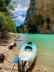 Canoe at Georges Du Verdon, a popular place to execise in the water. High quality photo