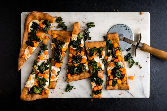 Pizza with Kale and Squash