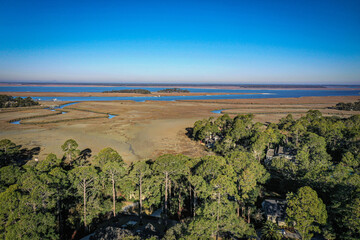 Aerial View of Coastal Wetlands on Hilton Head Island South Carolina