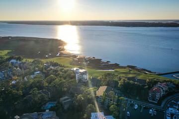 Aerial View of golf course at Harbour Town  on Hilton Head Island South Carolina