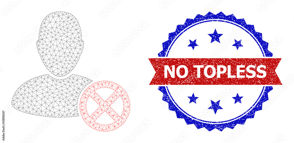 Aufkleber net delete user polygonal wireframe icon, and bicolor dirty no topless seal stamp. red seal includes
