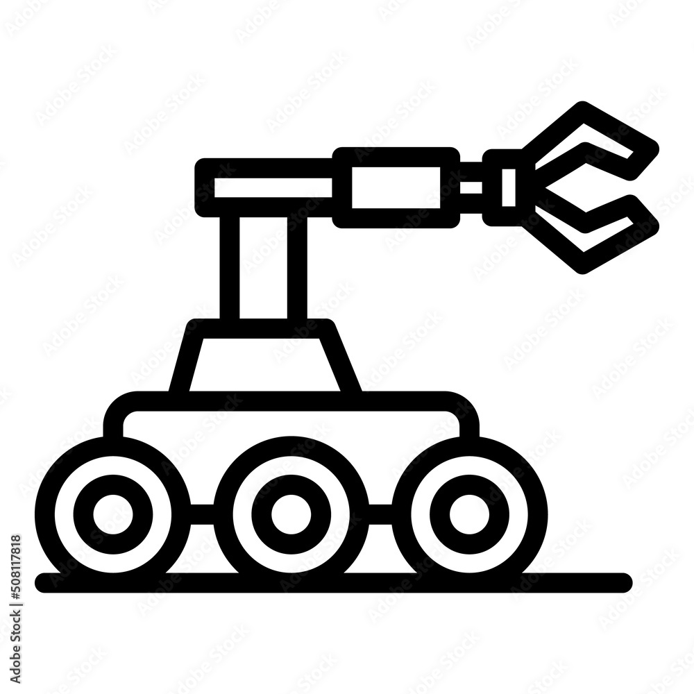 Poster space robot icon outline vector. future bot. support robot