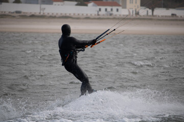 kite surfing in the sea