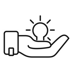 Take care of idea icon outline vector. Solution light