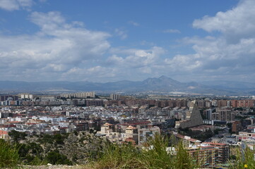 Fototapeta na wymiar View of Alicante city from the historic castle of Santa Barbara, Valencia, Spain
