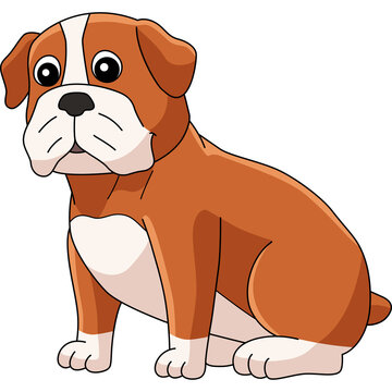 Bulldog Dog Cartoon Colored Clipart Illustration