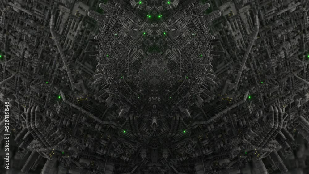 Wall mural folding fractal machine deep zoom 3d animation