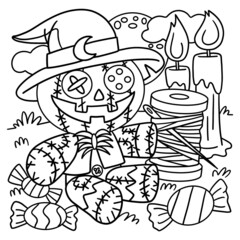 Voodoo Doll Halloween Coloring Page for Kids