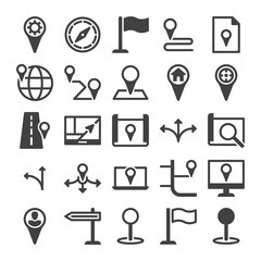 Location And Map Pin Icon Set