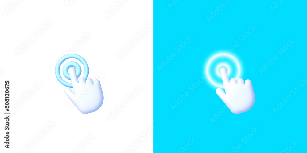 Fototapete 3d computer cursor hand web for concept design. 3d hand pointing icon design. vector 3d illustration