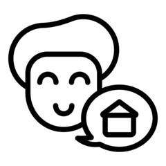 Ask house buyer icon outline vector. Home people. Child safety