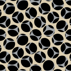 Abstract ornamental seamless pattern. Stylish geometric background with round shapes. Artistic bubbles chaotic flow backdrop