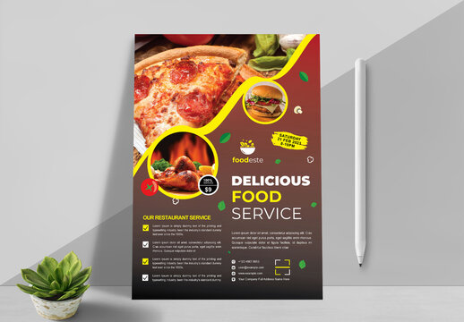 Food Menu Flyer with Brown Accents