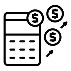 Transfer calculator icon outline vector. Bank payment. Mobile card