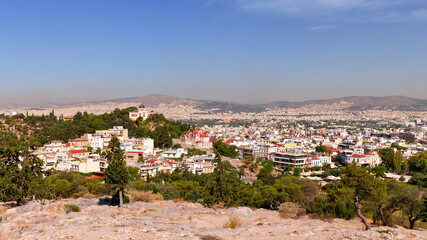 Obraz premium View from the Acropolis area to the city of Athens, Greece. no people
