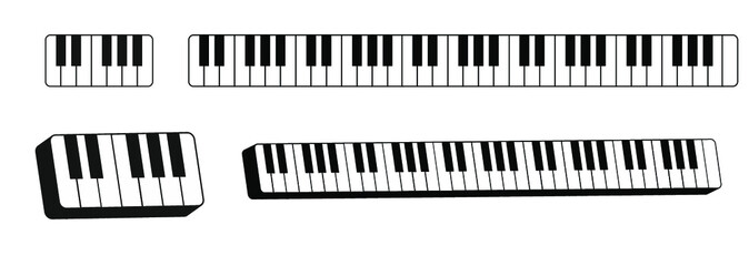Fototapeta premium Piano keys set with 3D view. Digital piano keyboard with 61 keys. One octave piano keyboard fragment.