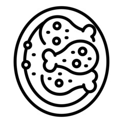 Caribbean chicken icon outline vector. Plate dish. Haiti cuba