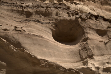 Gran Canaria, amazing sand stone erosion figures in ravines on Punta de las Arenas cape on the western part of the island, also called Playa de Artenara
