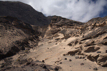 Gran Canaria, amazing sand stone erosion figures in ravines on Punta de las Arenas cape on the western part of the island, also called Playa de Artenara
