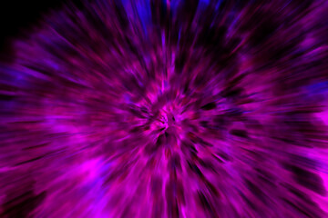 Zoom burst effect on floral tree with color manipulation. Explosion effect in strong pink, blue and black.