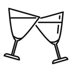 Champagne toast icon outline vector. Drink party
