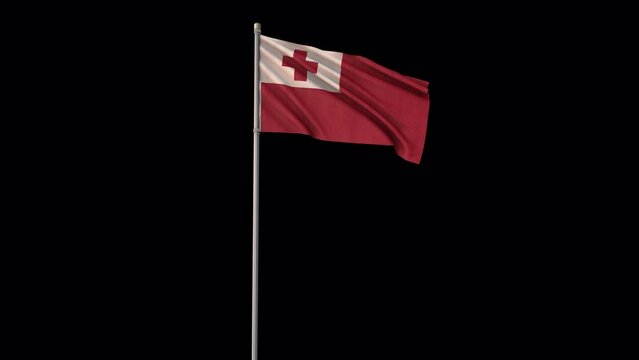 Tonga flag, 4k video background is transparent