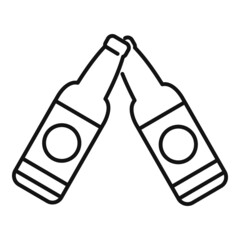 Beer bottle cheers icon outline vector. Drink toast