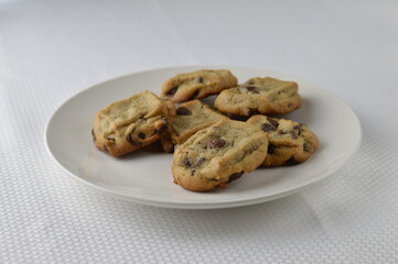 chocolate chip cookies on plate
