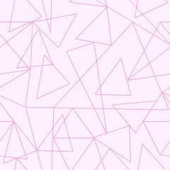 Vector seamless pattern of different pink triangles. Geometric design. Line art. Wallpaper, wrapping paper, textiles, covers