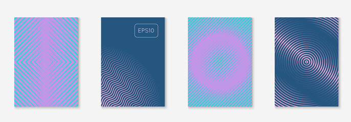 Gradient cover template with line geometric elements and shapes.