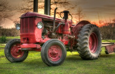old red tractor