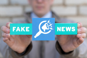 Fake news concept. HOAX political internet social network. Fabricated false disinformation social...