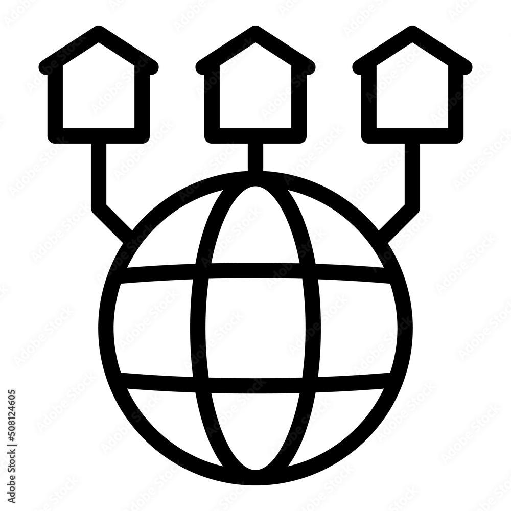 Poster global network icon outline vector. computer virtual. team group