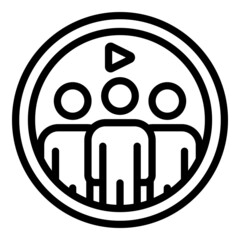 Team video call icon outline vector. Work computer. Education home