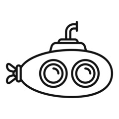 Porthole submarine icon flat vector. Sea ship